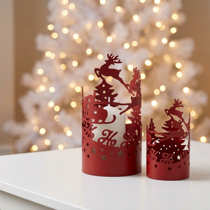 Latest Wholesale Durable Santa Sleigh Design Cutwork Metal Votive <b>Candle</b> Holders for Christmas Home Decoration - Product Image 2