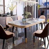 Nouvelle table à manger de luxe légère avec chaises, combinaison moderne et simple, rectangulaire, haut de gamme, multifonctionnelle
