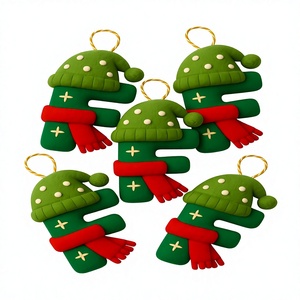 Handmade Customized Wool Felt Letter F Christmas Ornament Eco-Friendly Best Himalaya Green <b>Red</b> <b>Scarf</b> Wall Hanging Traditional - Product Image 1