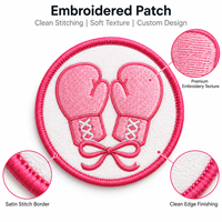 Badge brodé personnalisé OEM pour la boxe, patch sportif rond avec détails de broderie fine pour accessoires vestimentaires