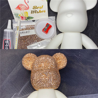 Kit de peinture pour ours en résine blanche avec fluide de fixation pour diamants, cadeau de la Saint-Valentin, artisanat DIY, jouet en stock