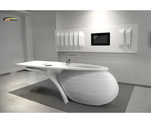 Comptoir de cuisine en pierre artificielle de forme ovale, design personnalisé - Product Image 4