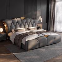 Lit de chambre principale moelleux - Lit moderne haut de gamme avec cadre en bois - Lit moelleux luxueux - Mobilier de maison haut de gamme - Ensemble de meubles de chambre