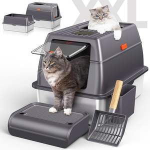 Fabbrica acciaio inossidabile XL grande lettiera per gatti con coperchio alto facile da pulire WC Extra per grandi felini - Product Image 1