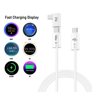 Cable de Carga Rápida PPS 2 en 1 de 140W, OEM ODM, Cable de Datos Trenzado USB C a C y Lightning Personalizado - Product Image 6