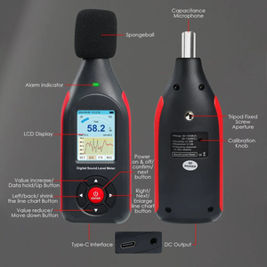 Sonometre numérique portable le plus vendu au prix d'usine avec pondération rapide/lente A/C, alarme lumineuse visuelle et enregistrement des données - Product Image 4