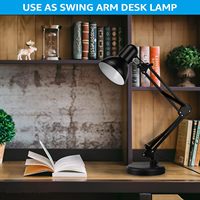 Lampe de bureau architecte réglable bras oscillant avec pince en métal robuste 3 Modes de couleur lumière de travail à intensité variable pour étude de studio de bureau