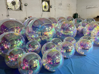 Boule miroir gonflable géante en PVC, boule de Noël réfléchissante en PVC irisé