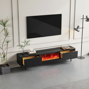 Mobile TV Premium su Misura con Camino Elettrico, Cornice in Finto Marmo, Fiamma e Riscaldamento Regolabili per Soggiorno - Product Image 4