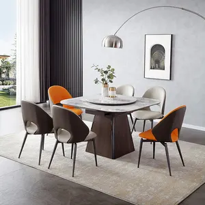 Tavolo da pranzo pieghevole nordico per uso domestico e combinazione di sedie tavolo da pranzo quadrato moderno minimalista elasticizzato