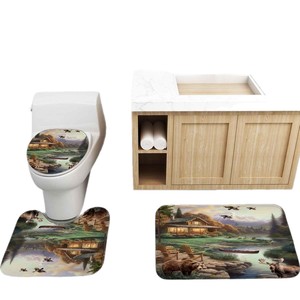 Cortina de Ducha de Poliéster con Diseño de Oso Pardo y Escena de Río, Cortina de Baño con Impresión Digital, Impermeable, Impresión Personalizada, Venta al por Mayor, Moderna - Product Image 5