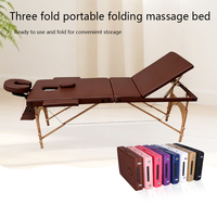 Professioneller Massagetisch Tragbar Verstärkte Holzbeine Höhenverstellbar 3-fach Faltbar Leichtgewichtig Spa Salon Tattoo Massageliege