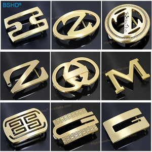 Usine accepter Logo personnalisé métal lettre plaque forme de luxe argent en alliage de Zinc gravé marque hommes <span class=keywords><strong>boucle</strong></span> de ceinture pour ceinture en cuir - Product Image 2