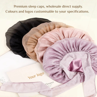 Bonnet de nuit double couche et réversible, respirant, doux, en satin, avec large bande réglable, pour femmes, réduit les frisottis