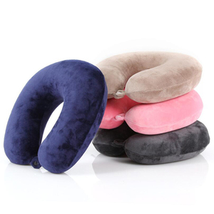 U <b>Shape</b> Memory <b>Foam</b> Travel Pillow Velvet Neck Support Portable 28x26x14cm Solid Color <b>for</b> Adults - Product Image 2