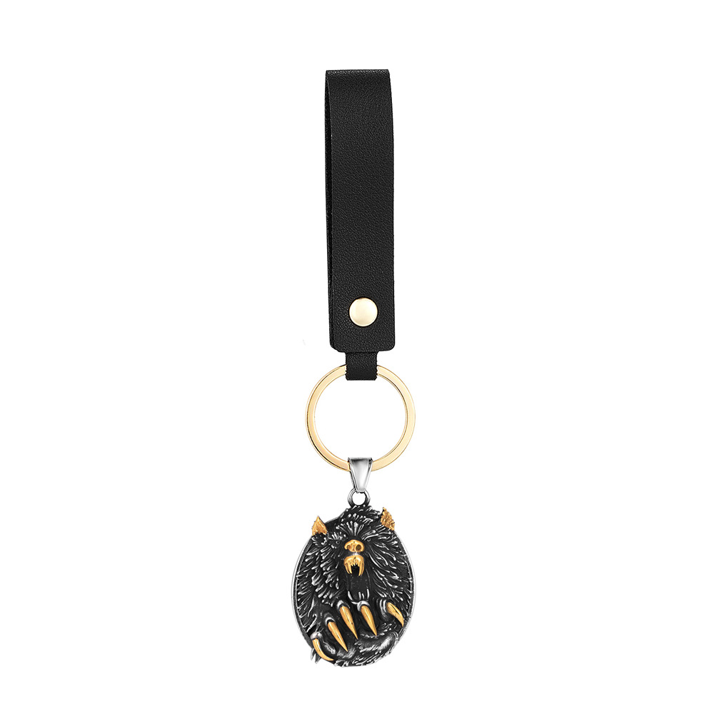 Pendentif bicolore avec boucle en cuir