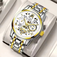 Montre à quartz pour homme, style affaires, calendrier ajouré, bracelet en alliage, aiguilles, vente en gros, en stock, fabricant