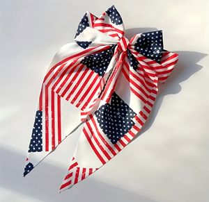 Día DE LA Independencia Bandera de EE. UU. Estampado de lazo Cinta para el cabello Scrunchies Lazo Accesorio para el cabello Flutter Ribbon Bow Pinza para el cabello para decoración de fiestas - Product Image 6