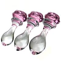 Offre Spéciale : Plug Anal en Verre Rose, Dildo, Jouets Sexuels Anaux, Perles Florales Roses en Cristal, Baguette Anale, Plug Anal en Verre en Forme de Bouton de Rose - Vente en Gros