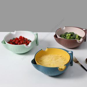 Panier de lavage double couche en plastique WHY318 pour fruits et légumes, passoire de cuisine, bol égouttoir pour aliments - Vente en gros - Product Image 3