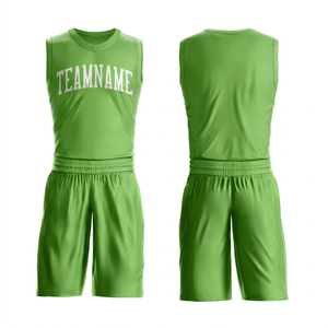 Ensemble de maillots de basket-ball verts avec nom de l'équipe imprimé sur le devant, logo, manches courtes, uniformes respirants pour adultes, unisexe, toutes saisons - Product Image 1