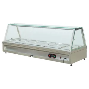 Bestseller Commerciële Gn 6 Pan Voedsel Warming Machine / Catering Tafelblad Geïsoleerde Portie Schotel Bain Marie Met Guard & lichten