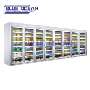 Tủ lạnh và Tủ đông siêu thị đa cửa kính tủ lạnh máy nén từ xa unit10 9 8 7 6 5 cửa tủ lạnh hiển thị