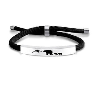 <span class=keywords><strong>Pulsera</strong></span> de acero inoxidable con diseño de oso y papá, <span class=keywords><strong>pulsera</strong></span> trenzada de regalo para el Día del Padre - Product Image 2