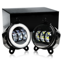 Kemauto Nouveau Phare Antibrouillard LED 3,5 Pouces 30W Wrangler Jaune Blanc avec Anneau Lumineux Angel Eye, Lentille de Phare Tout-Terrain et Feux de Jour