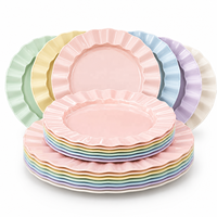 Assiettes de fête jetables en plastique PS couleur or martelé – 10,25 et 7,5 pouces, assiettes ondulées pour desserts et apéritifs, idéales pour fêtes et mariages, en stock
