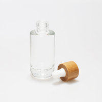 LANJING botol penetes kaca kosmetik kosong botol tetes bambu Amber bening biru hijau