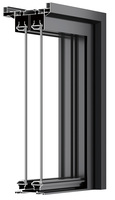 Porte coulissante en verre noir de style moderne avec cadre fin, verre cannelé, pare-vent, cloison intérieure pour les patios de villas