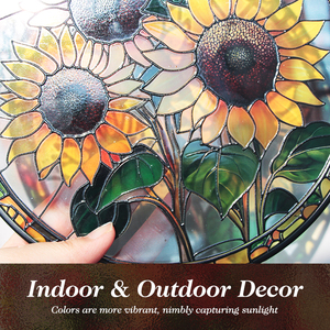 Attrape-soleil Art Déco Premium 7,5'' en verre teinté motif tournesol avec projecteur arc-en-ciel pour la décoration de la maison et du jardin - Product Image 3