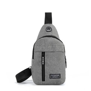 Sac de poitrine pour homme Niceni en tissu Oxford imperméable avec port USB, sac bandoulière pour les voyages d'affaires, couleur unie, printemps 2025 - Product Image 5
