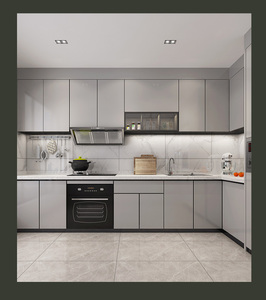 Cbmmmart sơn mài trắng hiện đại tủ bếp tùy chỉnh tủ bếp với đá cẩm thạch Countertop lưu trữ nhà bếp giá - Product Image 2