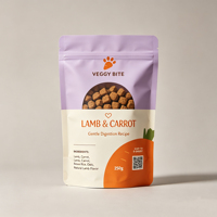 Op maat gemaakte bedrukte verpakking voor huisdierenvoer, staande pouch met ziplock sluiting en venster voor hondenvoer en -traktaties