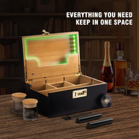 Boîte de rangement pour accessoires de fumage en bambou de qualité supérieure, plateau roulant, anti-odeurs, kit combiné verrouillable, boîte de rangement avec broyeur