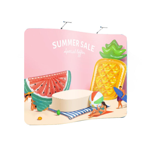 Telón de Fondo Pop-Up de Tela sin Costuras con Marco de Aluminio Resistente al Viento, Diseño Personalizado a Todo Color <span class=keywords><strong>para</strong></span> Vestíbulo de Hotel, Feria de Automóviles, Fondo de Exposición - Product Image 1