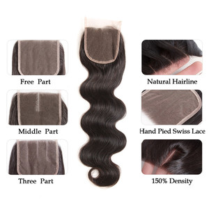 Grado 8A Visone Brasiliana Dei Capelli Del Virgin Dell'onda Del Corpo del Commercio All'ingrosso Brasiliano Dell'onda Del Corpo Brasiliani del virgin dei capelli Bundle Con Chiusura - Product Image 4