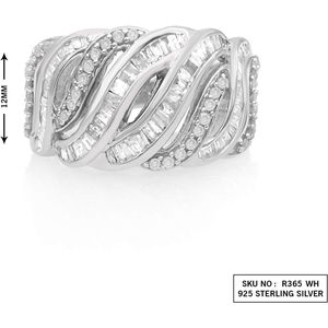 Anillo de cóctel con diamantes de 0,81 quilates, corte redondo y baguette, plata de ley 925, talla 7 para mujer, joyería para fiestas - Product Image 4