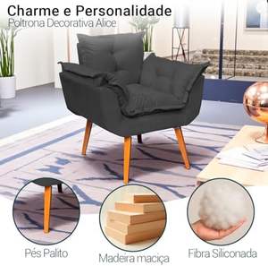 <span class=keywords><strong>Fauteuil</strong></span> décoratif moderne en fer Alice <span class=keywords><strong>Fauteuil</strong></span> de salon renforcé <span class=keywords><strong>Pied</strong></span> brun Click & Decor - Product Image 3