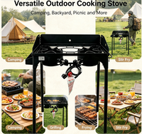 Réchaud à gaz propane extérieur à deux brûleurs en fonte avec pare-vent et régulateur CSA pour le camping et la cuisine en plein air