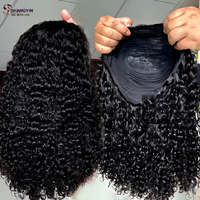 Perruque mi-tête en cheveux humains naturels, sans colle, aspect naturel, cheveux vierges, facile à porter, style protecteur pour femmes noires