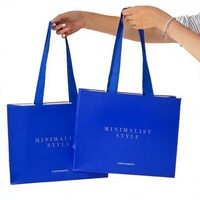 Sac de shopping en papier couché recyclable avec logo personnalisé, poignée en corde de coton, carton blanc, pelliculage mat, pour cadeaux et vêtements de détail