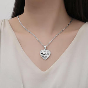 Cremazione Gioielli di Cuore in Acciaio Inox con Gabbiani Memoriale Urna Ceneri Keepsake Pendente Della Collana-Sempre nel Mio Cuore - Product Image 6