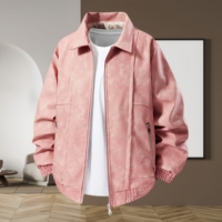 Blouson Bomber Homme Décontracté Hiver Imperméable Moto en PU Tendance Col Revers Personnalisé Grande Taille Chaud Coupe-Vent