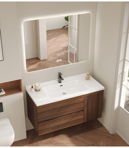 Simple smart bathroom cabinet ceramic integrated basin washbasin hand washbasin cabinet bathroom <b>mirror</b> cabinet - Product Image 4