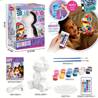 Kit de Veilleuse Dinosaure Peinte à la Main AiJH – Bricolage Artistique et Artisanat – Veilleuses Rechargeables en Plastique Dessinées à la Main (Lune)