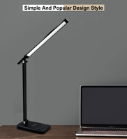 Lampe de bureau pliable moderne en aluminium avec commande tactile LED, chargement sans fil, flexible, simple, pour lecture, petite veilleuse électrique
