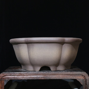 Maceta de Bonsái Yixing Zisha, Grande, Octogonal, Hecha a Mano, Hexagonal, de Arcilla Azul Grisácea, Du Xiliang - Product Image 1